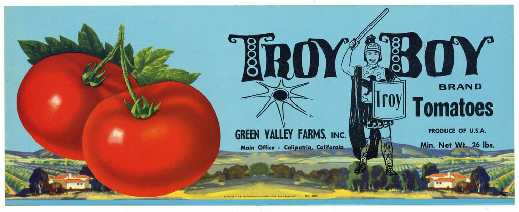 Troy Boy Brand Vintage Calipatria Tomato Crate Label