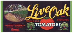 Live Oak Brand Vintage Tomato Crate Label