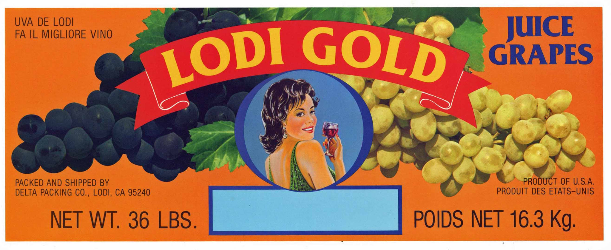 Lodi Gold Brand Vintage Wine Grape Crate Label