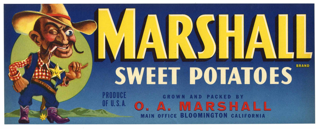 Marshall Brand Vintage Sweet Potato Crate Label