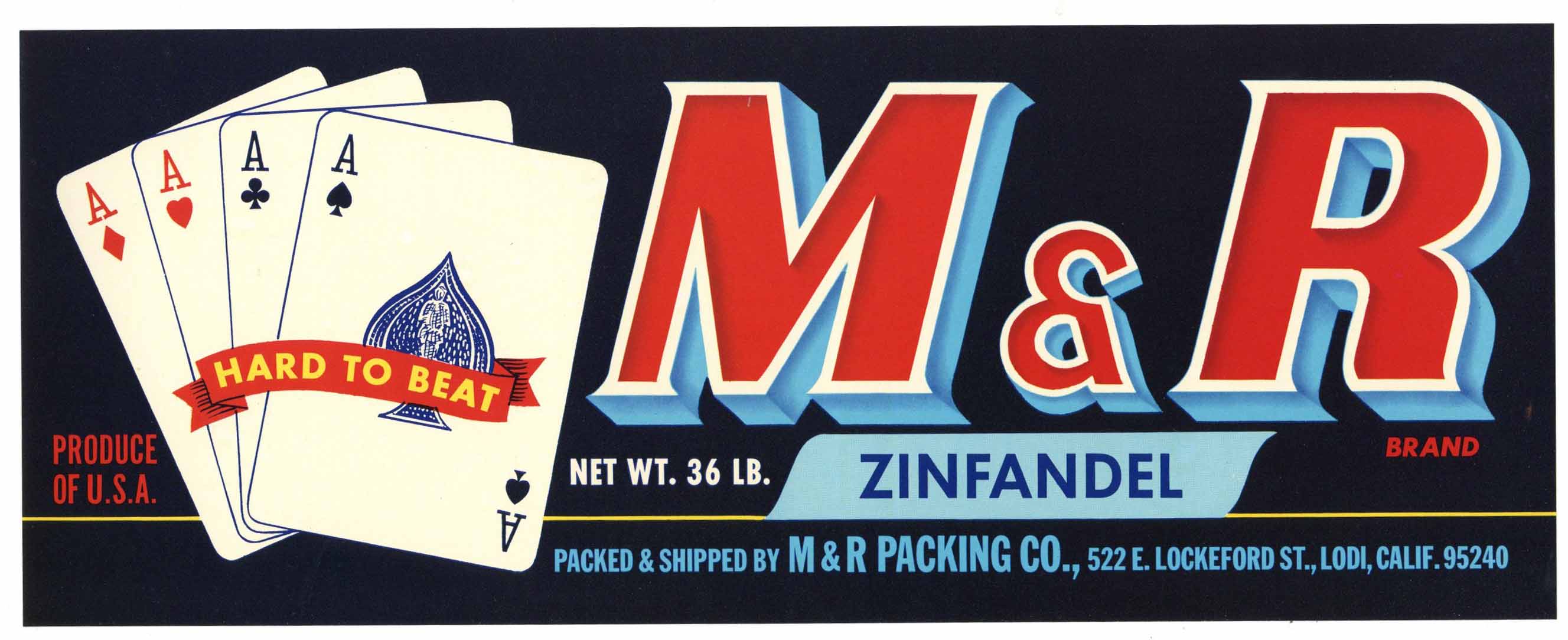 M & R Brand Vintage Lodi Zinfandel Grape Crate Label – thelabelman