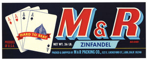 M & R Brand Vintage Lodi Zinfandel Grape Crate Label