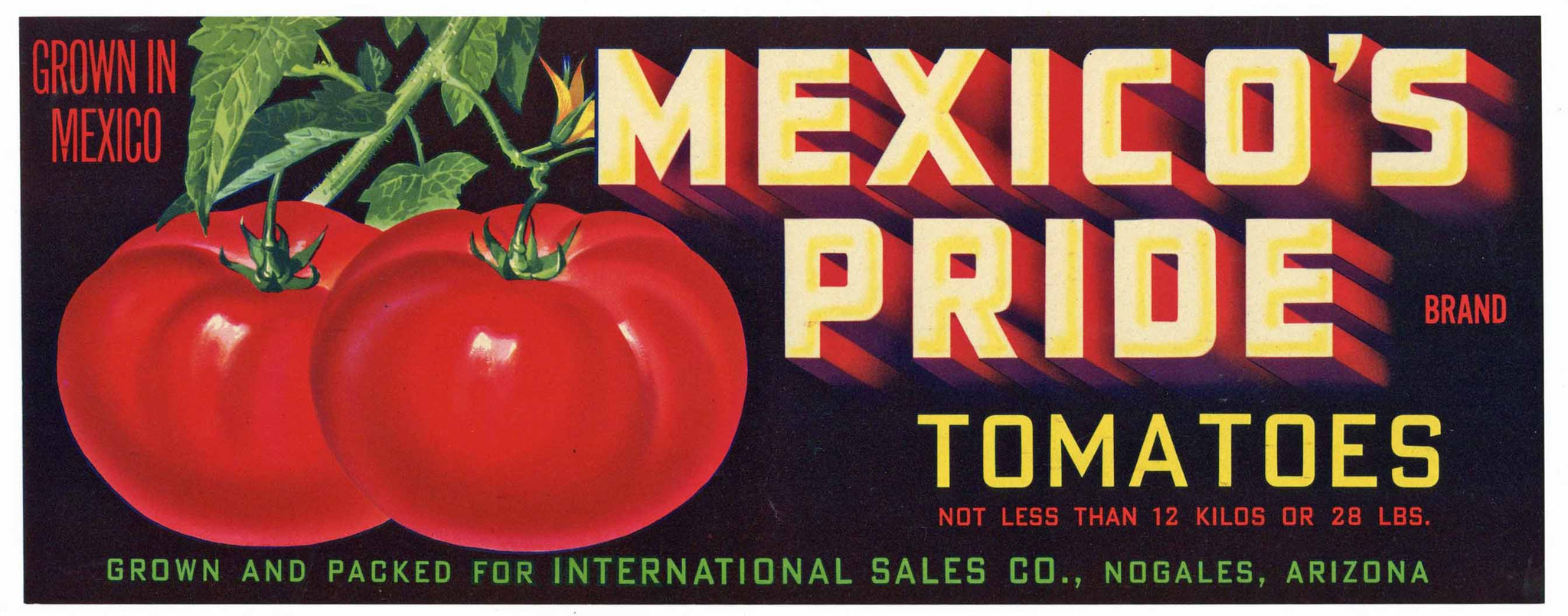 Mexico's Pride Brand Vintage Nogales Arizona Tomato Crate Label
