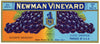 Newman Vineyard Brand Vintage Wine Grape Crate Label