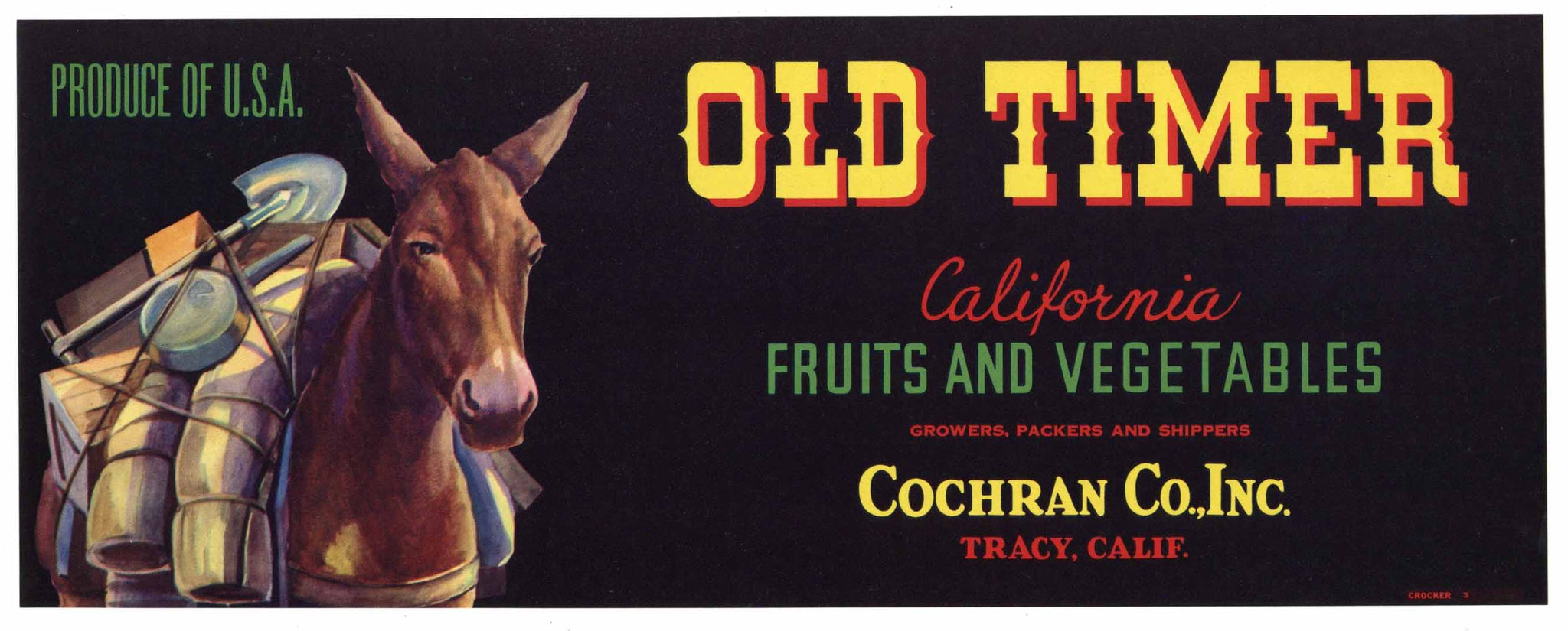 Old Timer Brand Vintage Tracy Vegetable Crate Label