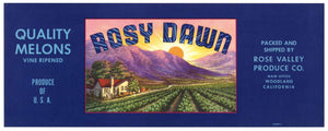 Rosy Dawn Brand Vintage Woodland Melon Crate Label