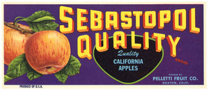 Sebastopol Quality Brand Vintage Sonoma County Apple Crate Label, lug