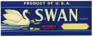 Swan Brand Vintage Sanger Produce Crate Label, L