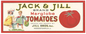 Jack & Jill Brand Vintage Woodstown New Jersey Tomato Crate Label