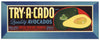 Try-A -Cado Brand Vintage La Habra Avocado Crate Label