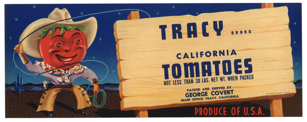 Tracy Brand Vintage Tomato Crate Label