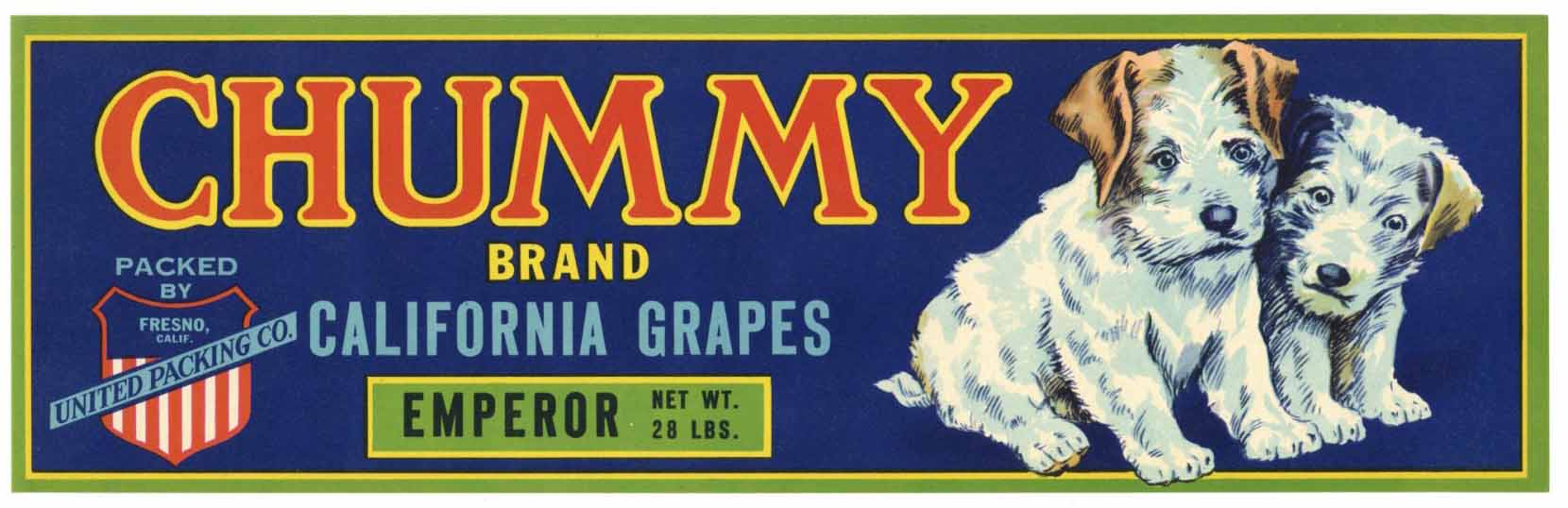 Chummy Brand Vintage Fresno Grape Crate Label
