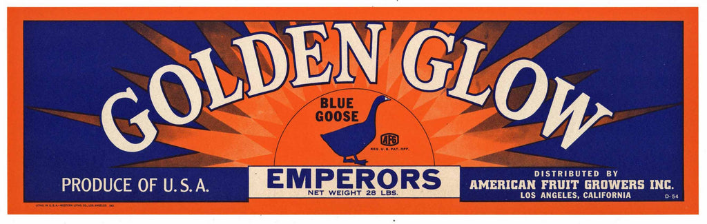 Golden Glow Brand Vintage Grape Crate Label