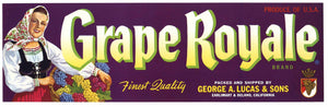 Grape Royale Brand Vintage Delano Grape Crate Label