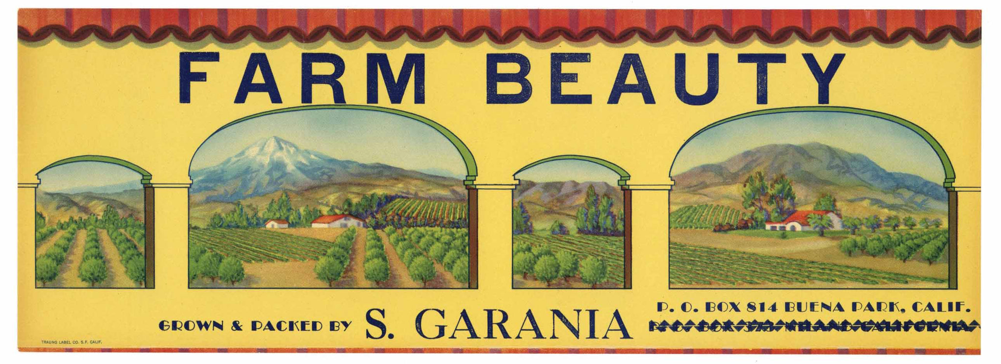 Farm Beauty Brand Vintage Fruit  Crate Label