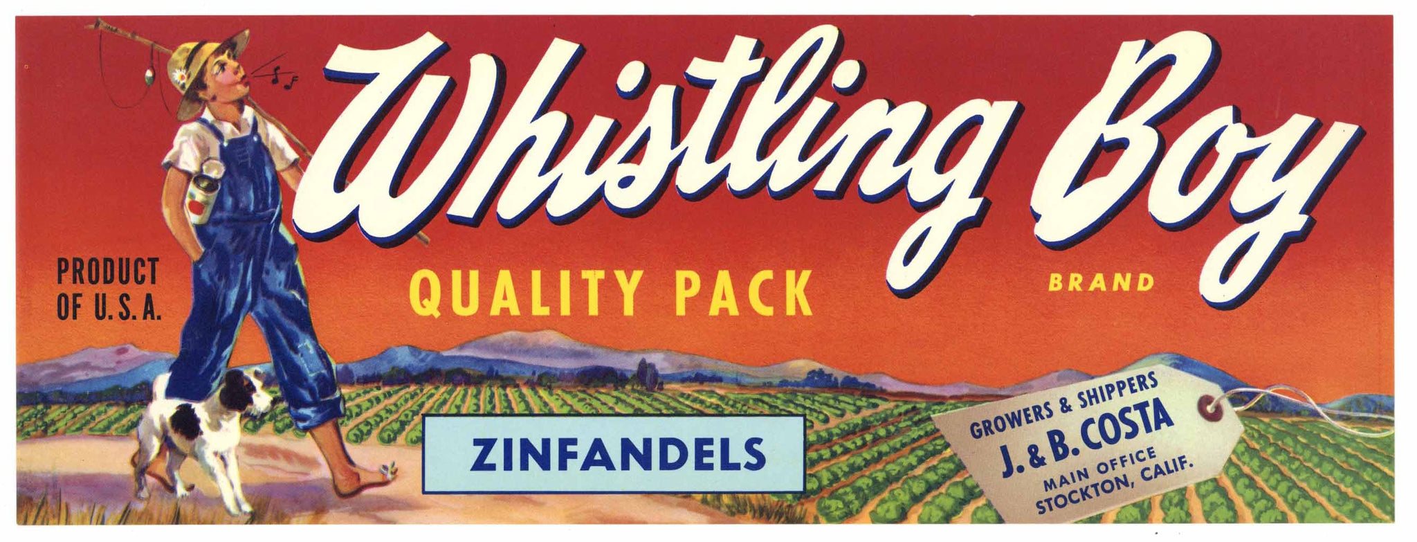 Whistling Boy Brand Vintage Zinfandel Wine Grape Crate Label