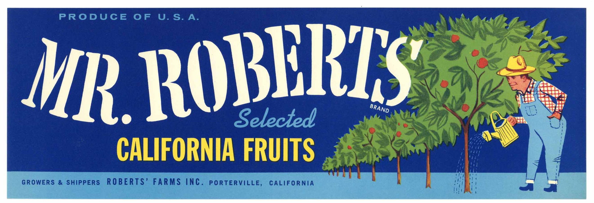Mr. Roberts Brand Vintage Porterville Fruit Crate Label