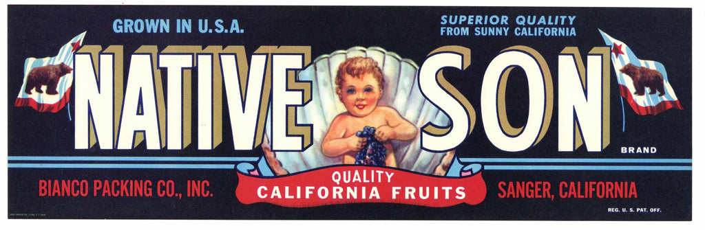 Native Son Brand Vintage Fruit Crate Label