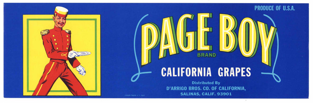 Page Boy Brand Vintage Grape Crate Label