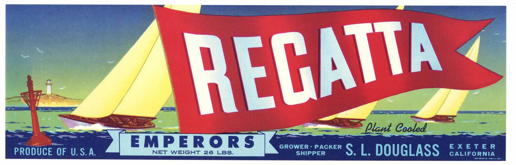 Regatta Brand Vintage Exeter Grape Crate Label