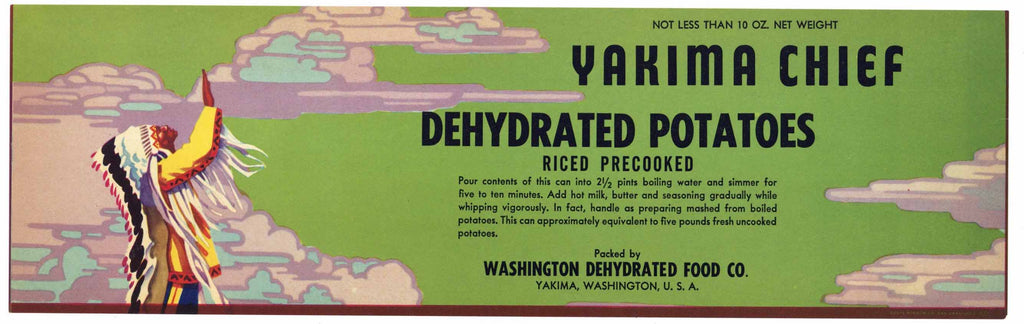 Yakima Chief Brand Vintage Washington Potato Can Label