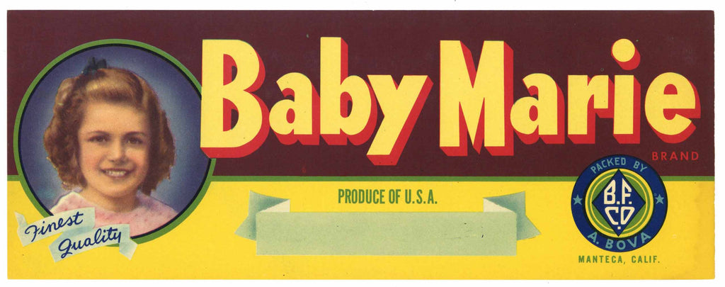 Baby Marie Brand Vintage Fruit  Crate Label