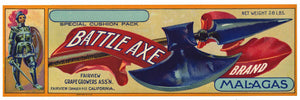 Battle Axe Brand Vintage Sanger Grape Crate Label