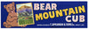 Bear Mountain Cub Brand Vintage Fruit Crate Label