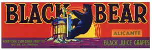 Black Bear Brand Vintage Alicante Grape Crate Label