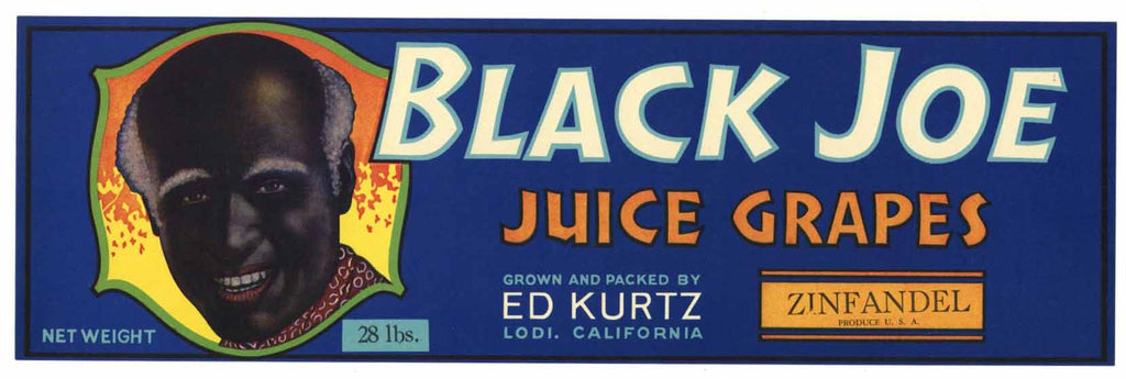 Black Joe Brand Vintage Zinfandel Grape Crate Label, o