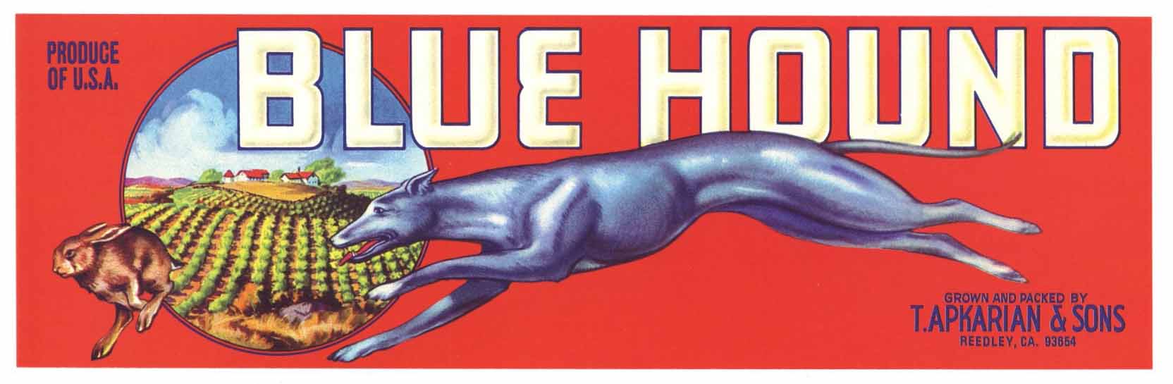 Blue Hound Brand Vintage Produce Crate Label, zipcode