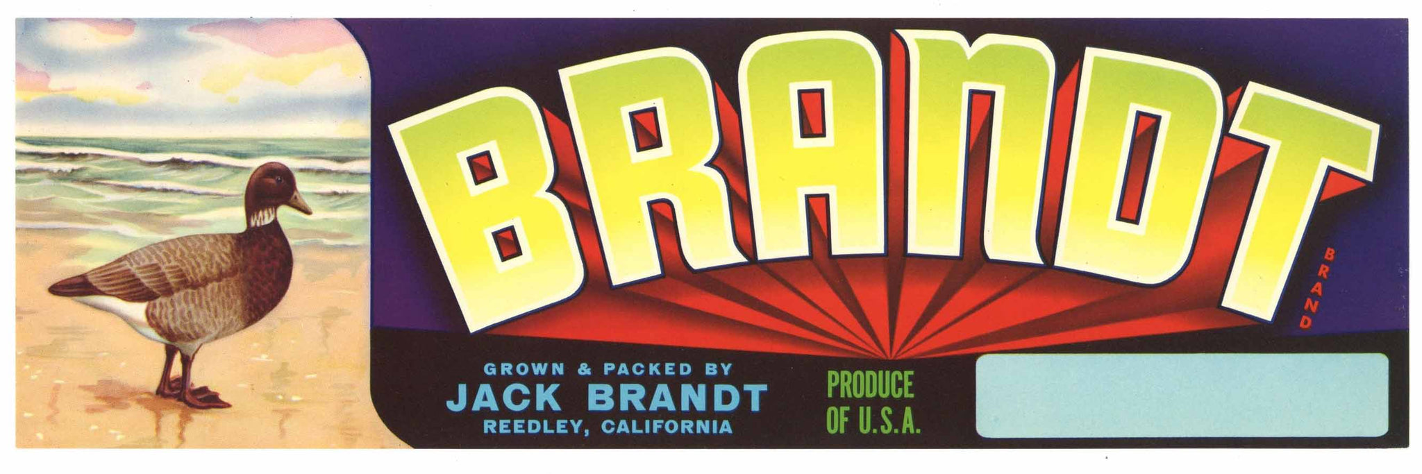 Brandt Brand Vintage Reedley Fruit  Crate Label