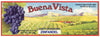 Buena Vista Brand Vintage Lodi Grape Crate Label