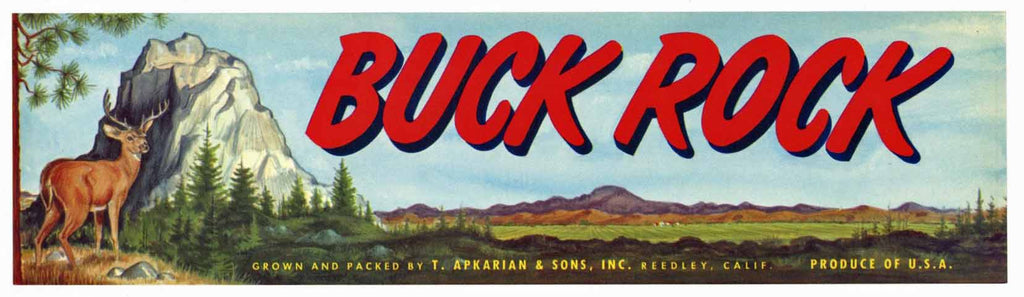 Buck Rock Brand Vintage Produce Crate Label