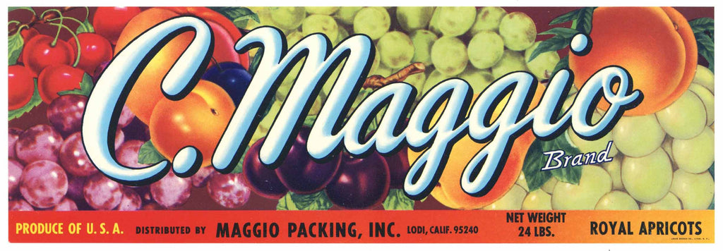 C. Maggio Brand Vintage Lodi Apricot Crate Label
