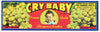 Cry Baby Brand Vintage Thompson Seedless Grape Crate Label