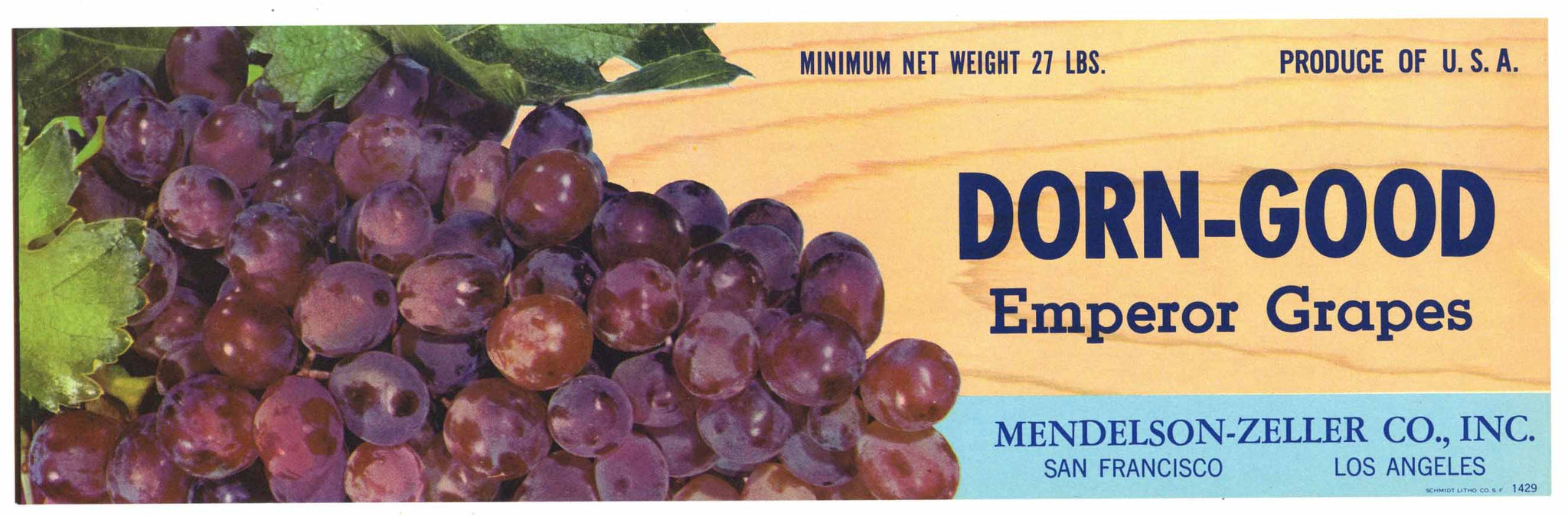 Dorn Good Brand Vintage Mendelson Zeller Grape Crate Label