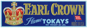 Earl Crown Brand Vintage Flame Tokay Grape Crate Label