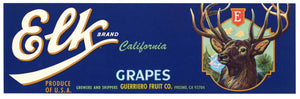 Elk Brand Vintage Fresno Grape Crate Label
