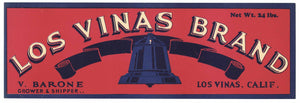 Los Vinas Brand Vintage Fruit Crate Label