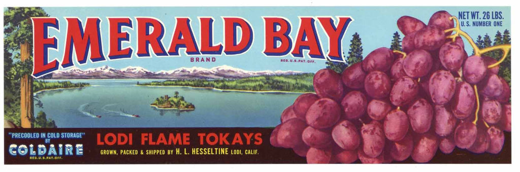 Emerald Bay Vintage Lodi Grape Crate Label