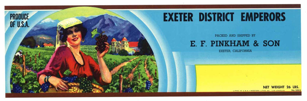 Exeter District Emperors Vintage Grape Crate Label
