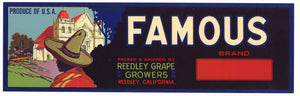 Famous Brand Vintage Reedley Grape Crate Label