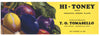 Hi-Toney Brand Vintage Watsonville Plum Fruit Crate Label