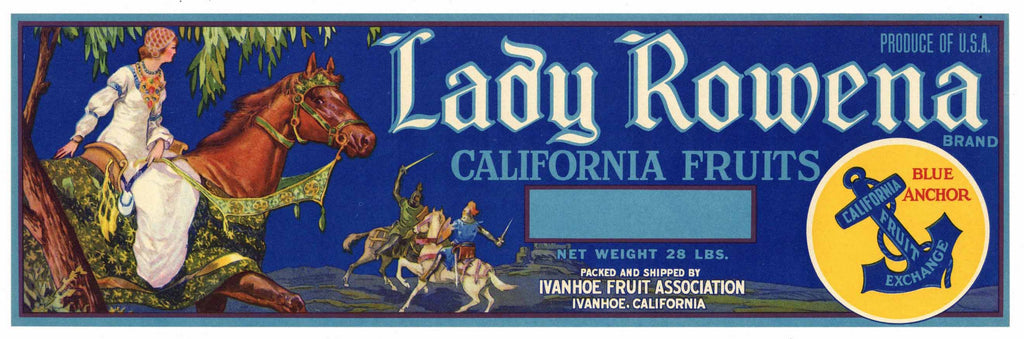 Lady Rowena Brand Vintage Ivanhoe Crate Label, older