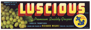 Luscious Brand Vintage Parlier Grape Crate Label