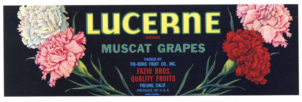 Lucerne Brand Vintage Fresno Muscat Grape Crate Label