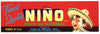Nino Brand Vintage Fruit Crate Label, red