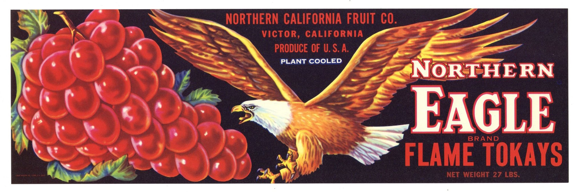 Northern Eagle Brand Vintage Lodi Grape Crate Label