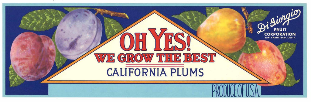 Oh Yes! Brand Vintage Plum Crate Label